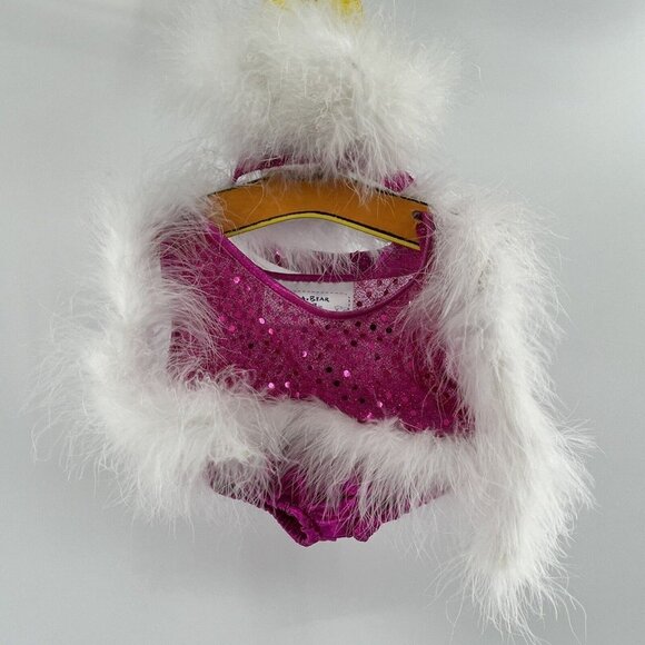 Build a Bear Ballerina Dancer Pink Glittery Leotard Feather Accent Boa Headband - Picture 2 of 8
